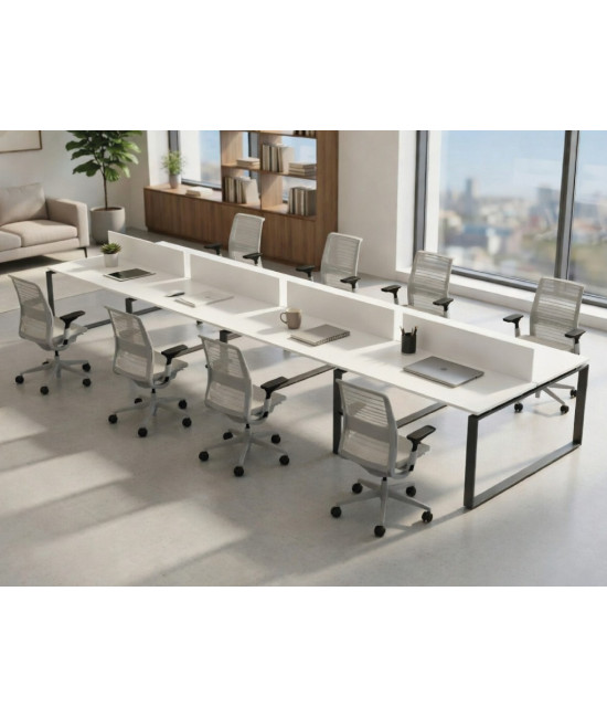 【Mesa de trabajo Bench Modern de 8 puestos ML, Con Separador】Mejor Calidad y Precio