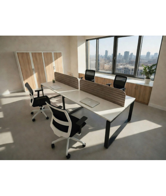 Mesa divisória acústica BENCH MODERN com linhas curvas 4P