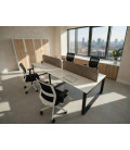 Mesa divisória acústica BENCH MODERN com linhas curvas 4P