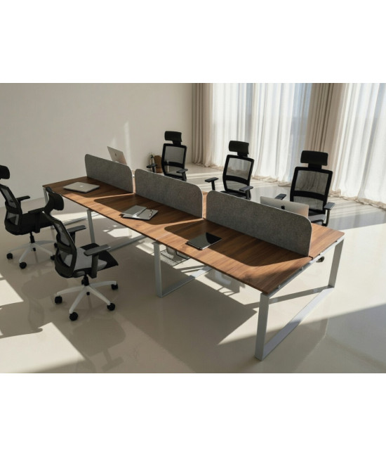 Mesa BENCH MODERN com divisória acústica lisa 6P