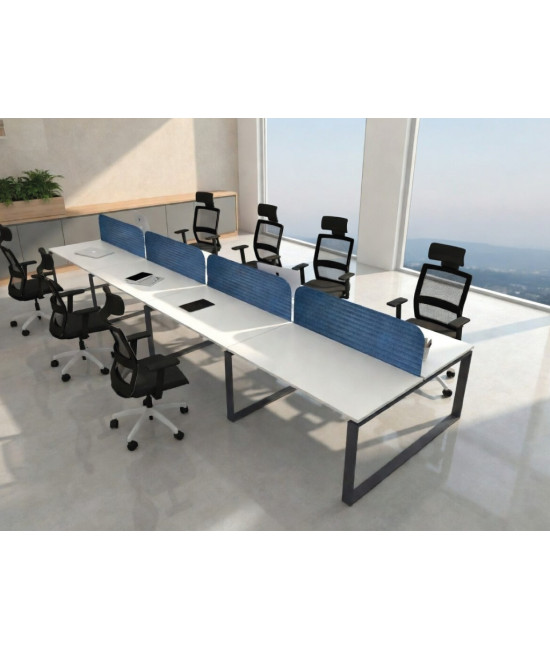 Mesa BENCH MODERN con Separador Acústico con Líneas Curvadas 8P