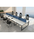 Mesa BENCH MODERN con Separador Acústico con Líneas Curvadas 8P