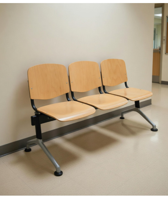 【Bancada con asiento y respaldo en polipropileno BANCADA MADERA-3】