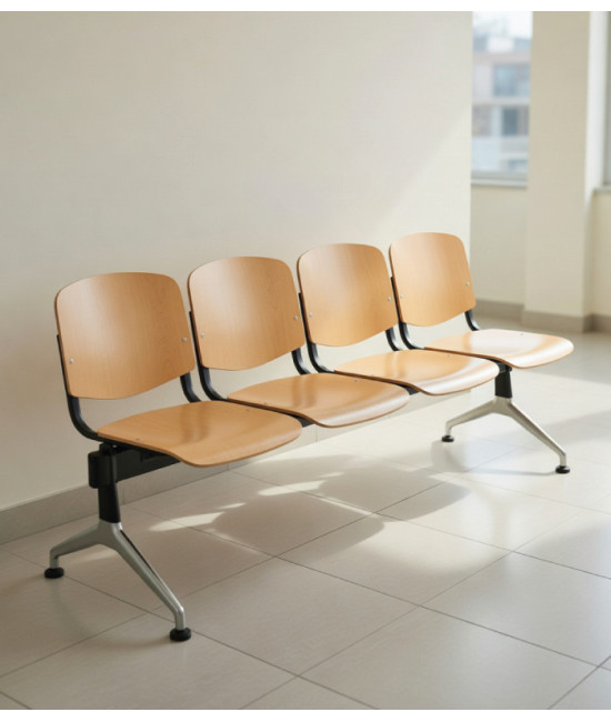【Bancada con asiento y respaldo en polipropileno BANCADA MADERA-4】