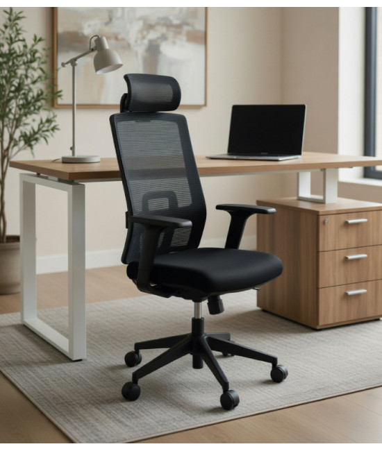 Silla de oficina, estructura negra, TNK FLEX