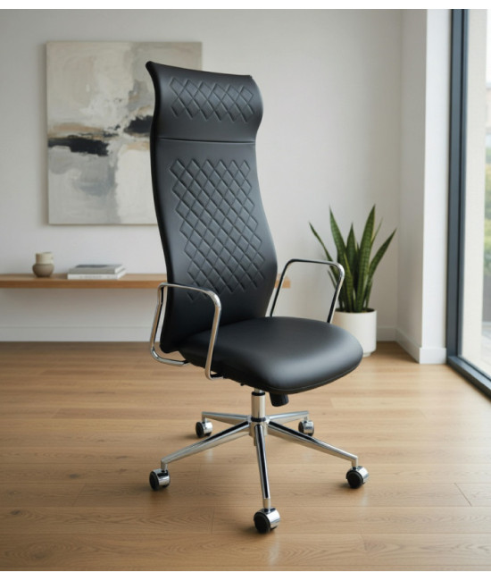 Silla de dirección para oficina Vesta Style Alto tapizada y cromada