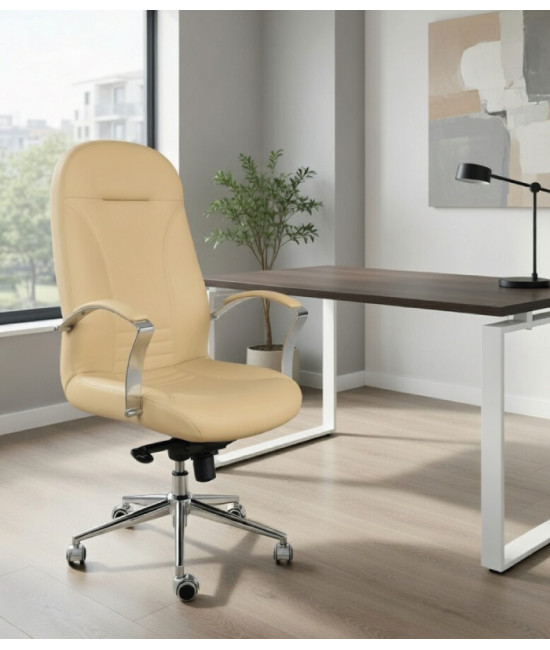 Sillón giratorio de oficina y despacho, tapizado en polipiel. Calidad a buen precio.