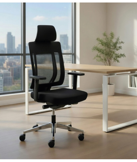 【Sillón giratorio de respaldo alto con cabecero integrado MARENTEL AGN】