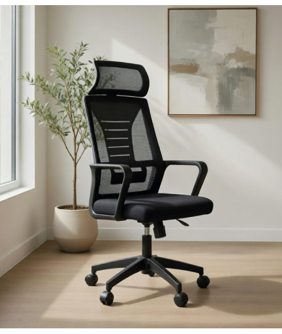 Sillón de oficina UTRECH, respaldo alto y de malla. Mejor calidad