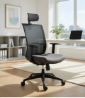Silla Operativa Verona con cabezal, respaldo y malla color negro