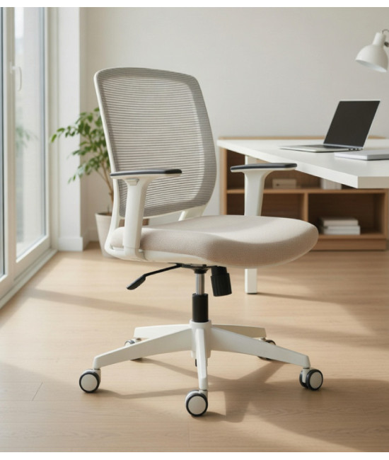 Sillón de oficina Luna con cabezal incorporado y tapizado en napel