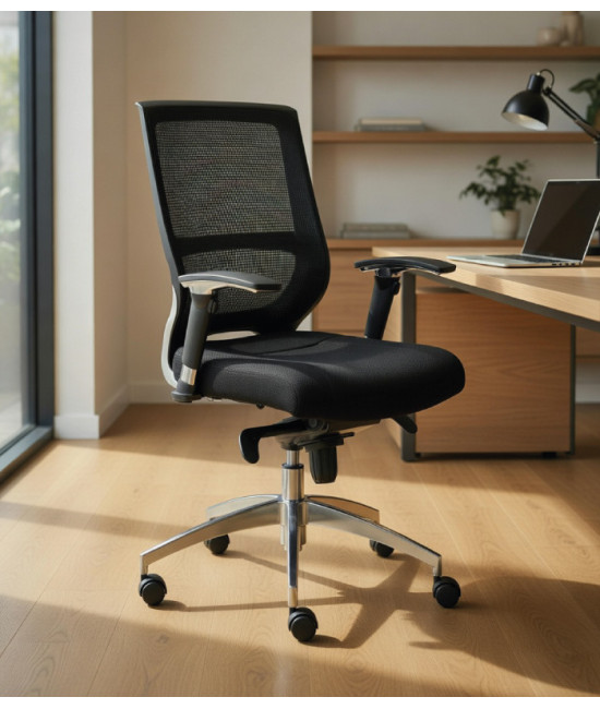 【Silla giratoria respaldo alto de malla con tensor presión MALORA GN】