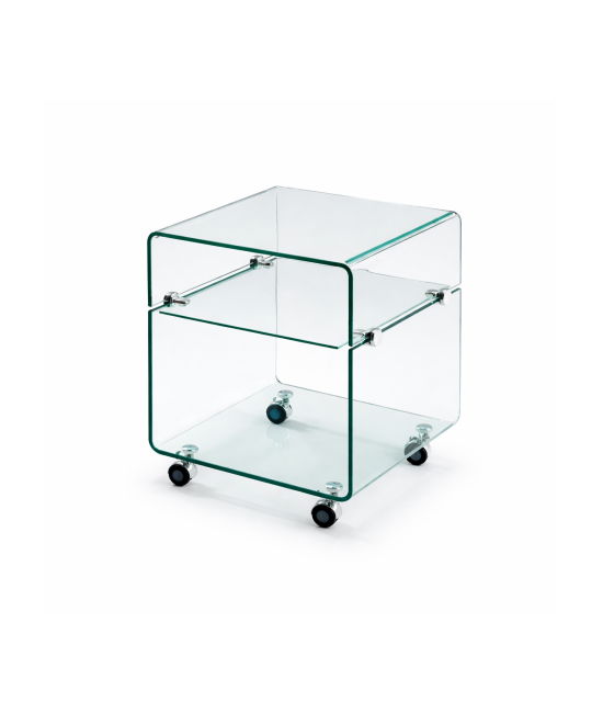 【Mesa, baja, ruedas, cristal, 40x40 cms, ARMSTRONG】Mejor Precio