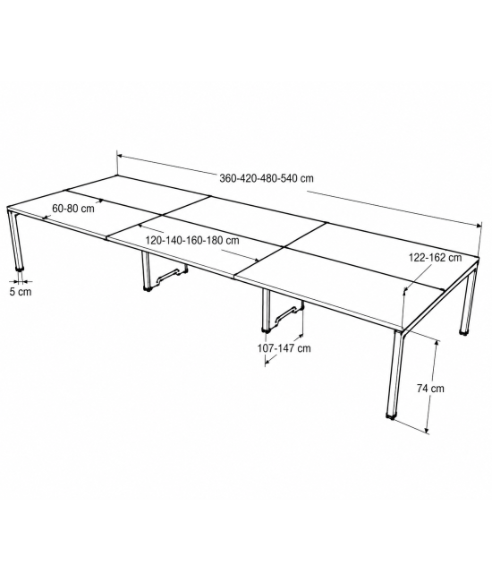 Mesa BENCH 6 LUGARES SÉRIE 6000 SEM SEPARADOR