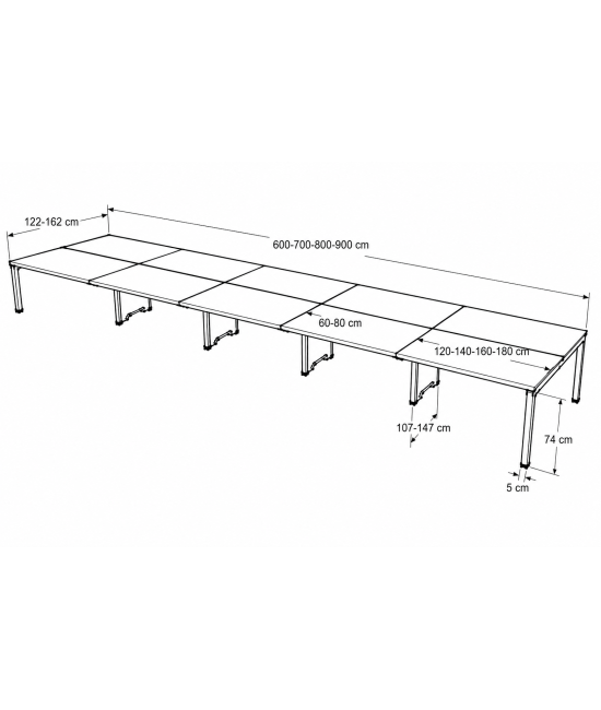 Mesa BENCH 10 POSTOS SÉRIE 6000 SEM SEPARADOR