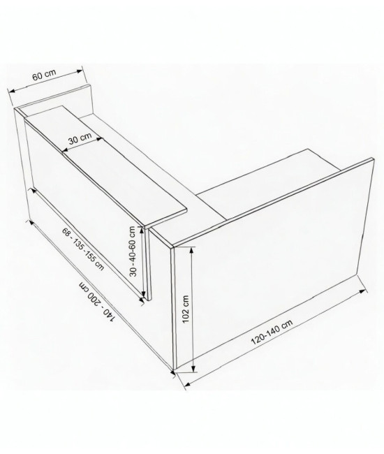 Balcão ML em forma de L com tampo de mesa bi-laminado ao melhor preço
