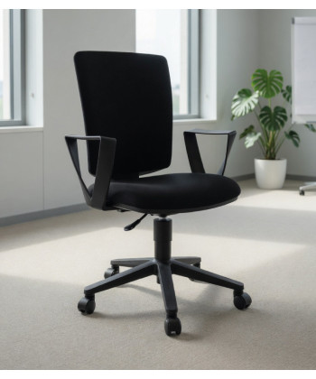 【Silla giratoria operativa tapizada, con brazos fijos FLASH-BF】