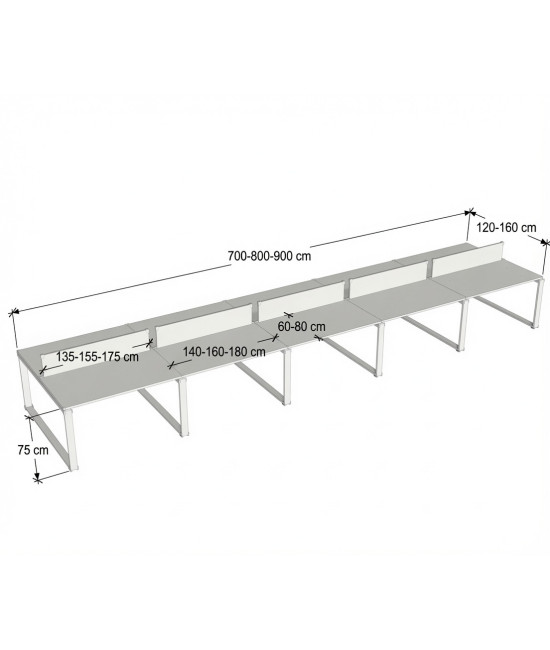【Mesa de trabajo Bench Modern de 10 puestos ML Con Separador】Mejor Calidad y Precio