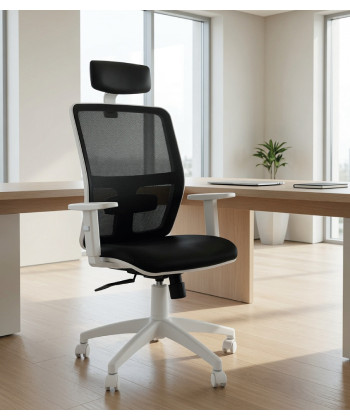 【Silla giratoria HIMILCE-C, respaldo de malla con cabezal】¡Compra!