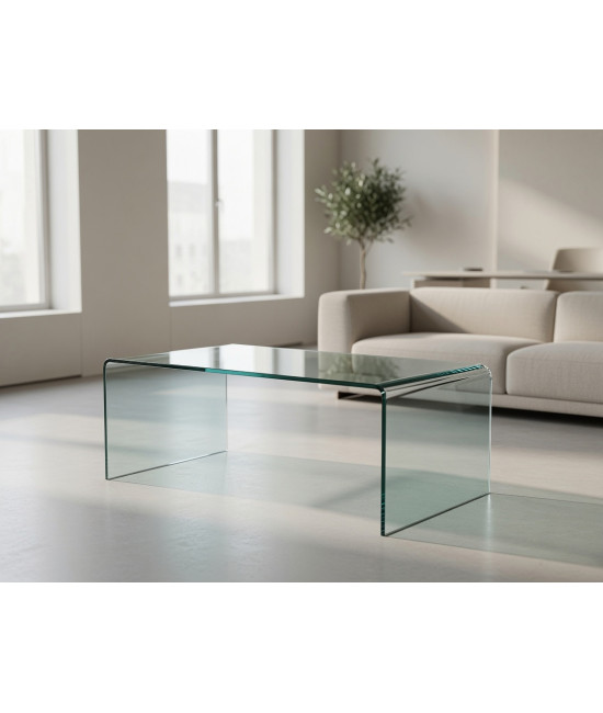 【Mesa baja, cristal curvado, 100x48 cms, CHEVAL】Compra Mejor Precio