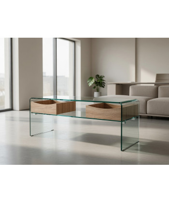 【Mesa baja, cristal curvado, 100x48 cms, CHEVAL】Compra Mejor Precio