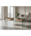 【Mesa baja, cristal curvado, 100x48 cms, CHEVAL】Compra Mejor Precio