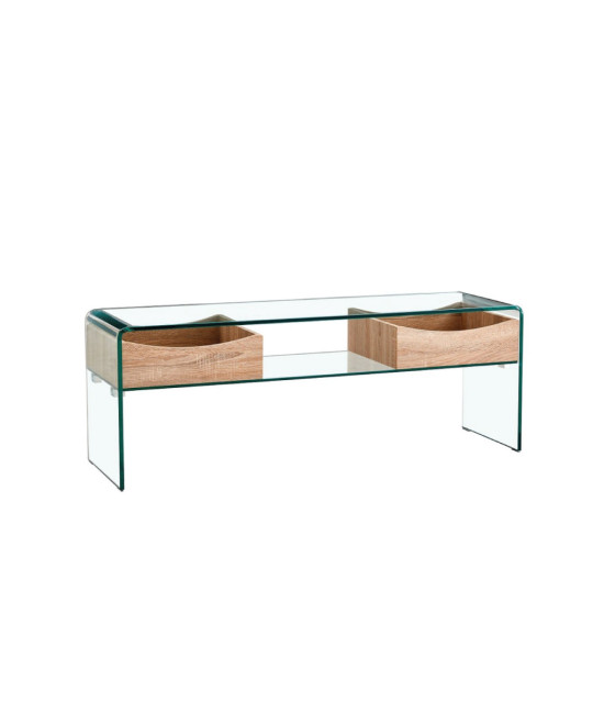 Mesa baja con cajones y cristal curvado, TV LIBRA. Compra Mejor Precio