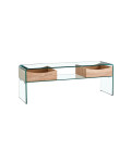 Mesa baja con cajones y cristal curvado, TV LIBRA. Compra Mejor Precio