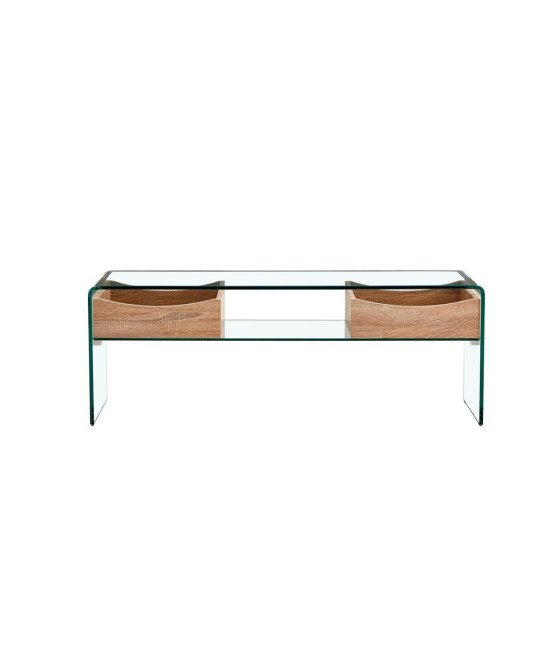 Mesa baja con cajones y cristal curvado, TV LIBRA. Compra Mejor Precio