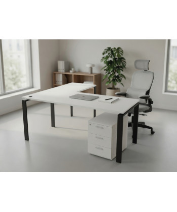 Pack Mesa de escritório OFIPLUS CLASSIC COM ASA ML + CADEIRA BERNAY + BUCK 3C + ENTRADA DE CABO DE PVC REDONDO