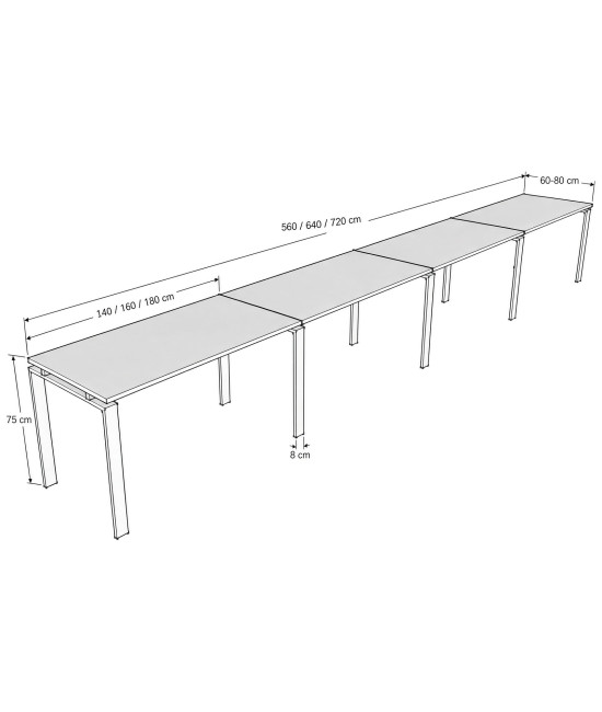 4 Mesas OFIPLUSS MODERN EN LINEA 560x60 cms. Mejor calidad y precio.