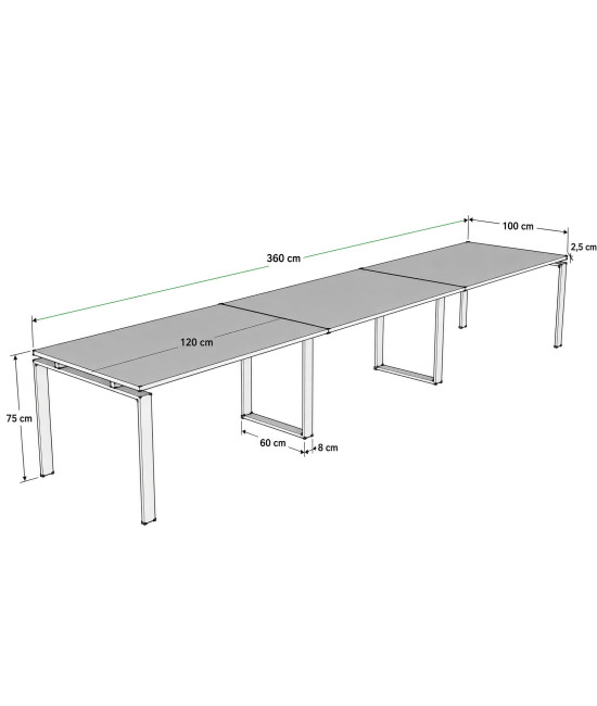Mesa de reunión OFIMEET CLASSIC DL-PR 360 cms