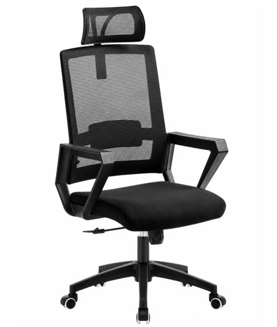 【Sillón de oficina, respaldo de malla y con cabezal ASTON】¡Compra!