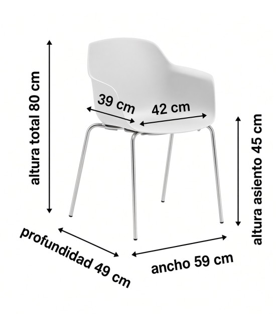 Silla confidente de polipropileno MARGOT 4P. Mejor calidad y precio
