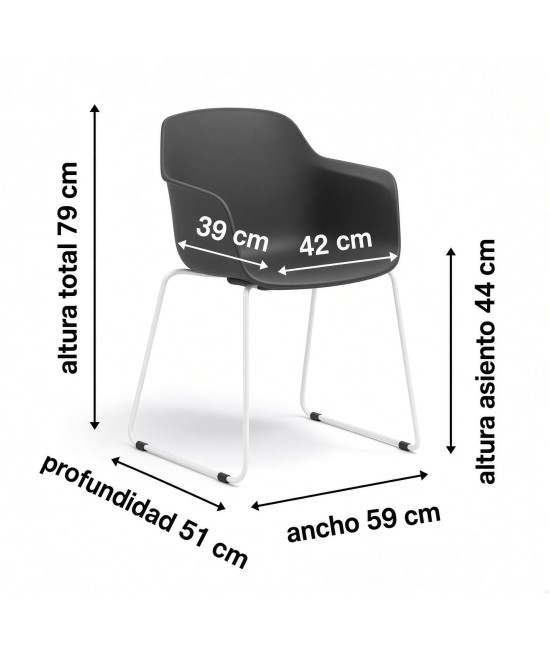 Silla confidente, base patín, MARGOT. Mejor calidad y precio