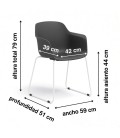 Silla confidente, base patín, MARGOT. Mejor calidad y precio