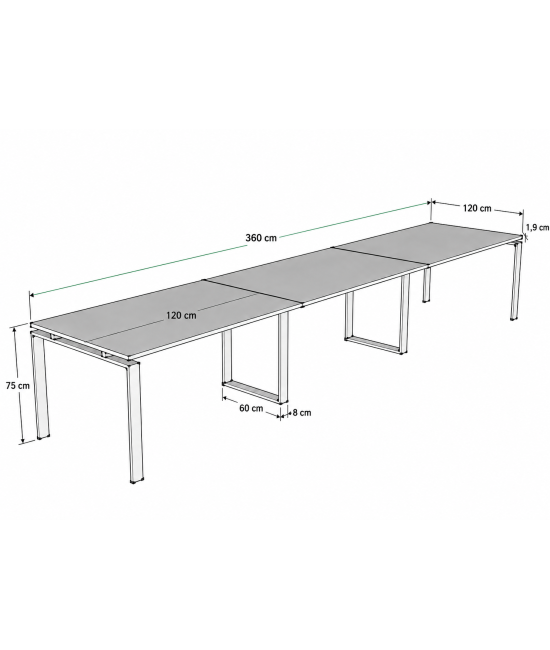 Mesa de reunión OFIMEET CLASSIC SY-PR 360x120 cms