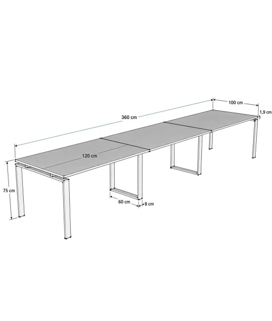 Mesa de reunión OFIMEET CLASSIC NEW-PR 240x120 cms