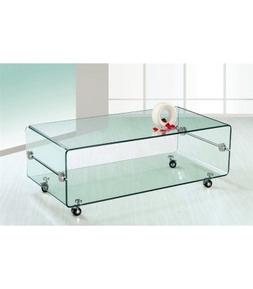 【Mesa cristal curvado, con ruedas, 120x60 cms, MELBOURNE】¡Compra!