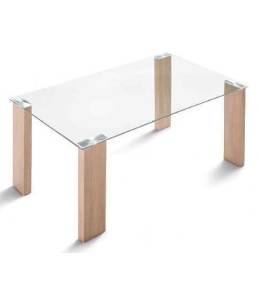 Mesa moderna BASIC metálica con tapa de cristal al mejor precio