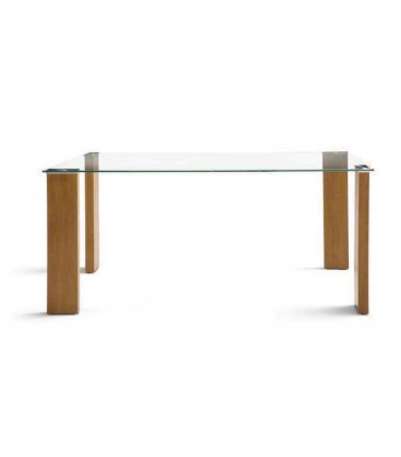 Mesa moderna BASIC metálica con tapa de cristal al mejor precio