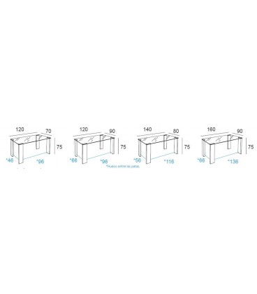 Mesa moderna BASIC metálica con tapa de cristal al mejor precio
