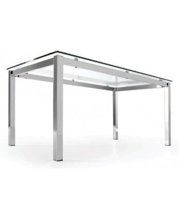 Mesa de acero con tapa de cristal modelo Piamonte al mejor precio