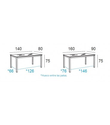 Mesa de acero con tapa de cristal modelo Piamonte al mejor precio