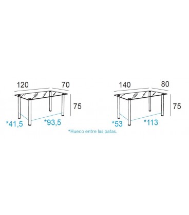 Mesa de cristal templado SUIZA rectangular acero cromado