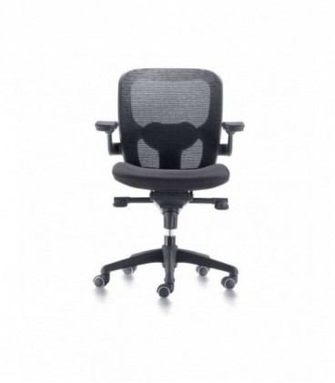 Sila operativa con respaldo, transpirable y ergonómicamente adaptable. Incluye apoyo lumbar regulable en altura.