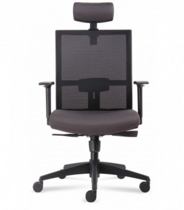 Silla Operativa Verona con cabezal, respaldo y malla color negro