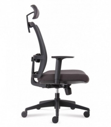Silla Operativa Verona con cabezal, respaldo y malla color negro