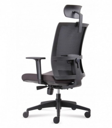 Silla Operativa Verona con cabezal, respaldo y malla color negro