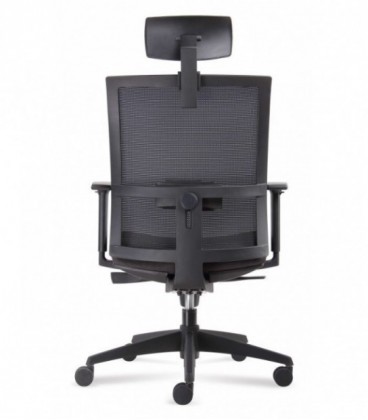 Silla Operativa Verona con cabezal, respaldo y malla color negro